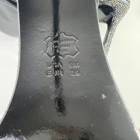 Nina Dayzee Heel Sandals Rhinestone Ankle Strap Black Iridescent - Picture 7 of 8